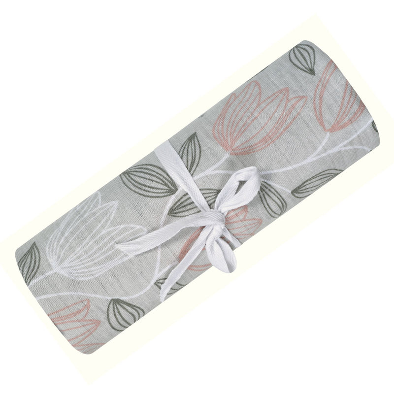Perlimpinpin Cotton Muslin Baby Swaddle Blanket, Tulips L1