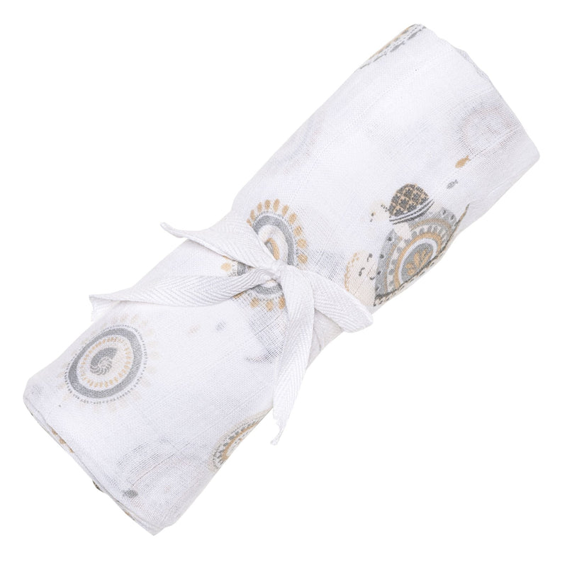 Perlimpinpin Cotton Muslin Baby Swaddle Blanket, Turtles O1