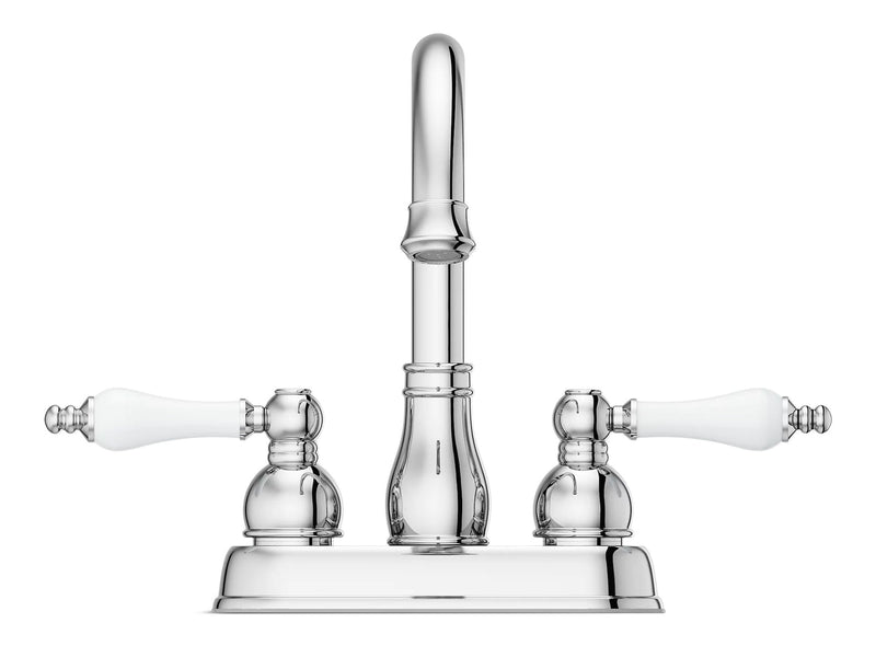Pfister Henlow Double Handle High Arc 4-in Centreset Bathroom Sink Faucet, Push & Seal Drain, Polished Chrome F3