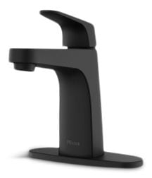 Pfister Matlock Single Handle High Arc Single Hole 4-in Centreset Bathroom Sink Faucet, Push & Seal Drain, Matte Black C3