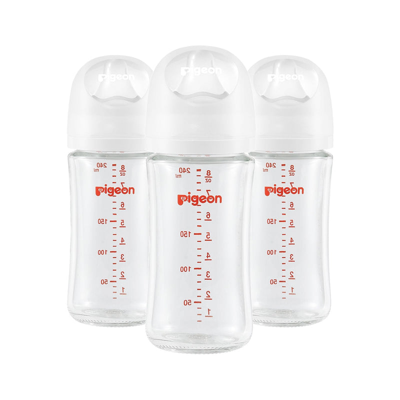 Pigeon Glass Bottle with Silicone Nipple (M), 8-oz, 3 Months+, 3-pk S3