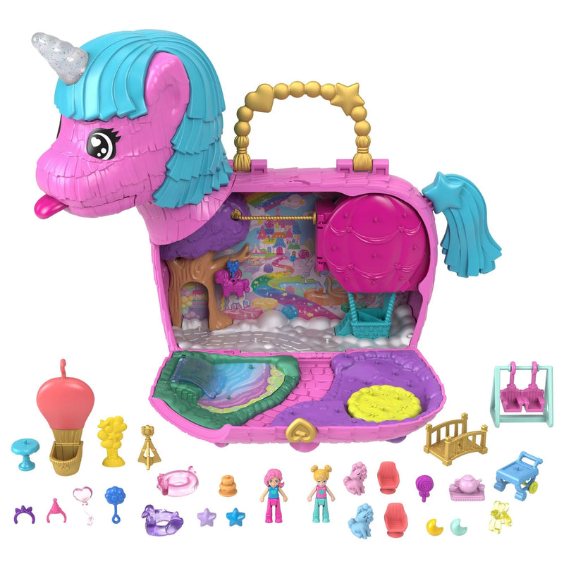 Polly Pocket 35th Celebration Unicorn Partyland Playset, Includes 2 Micro Dolls, Pets & 25+ Surprise Accessories, Kids Ages 3+ U8