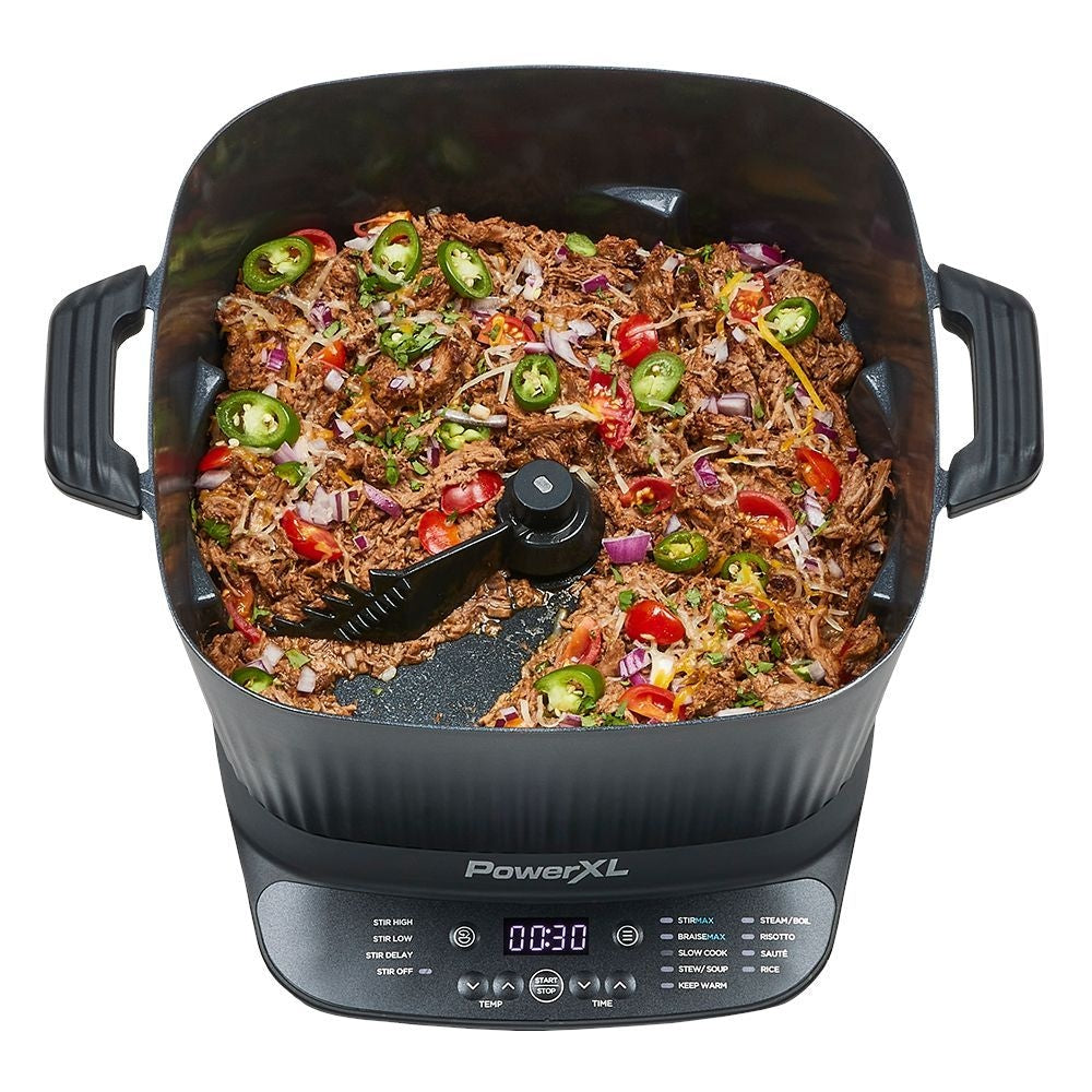 PowerXL StirMax Digital Programmable Slow/Multi-Cooker with 9 Cooking Pre-Sets, Black