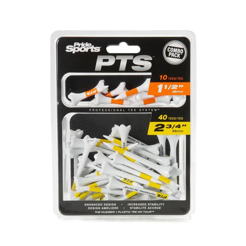 Pride Evolution Plastic Golf Tee Combo Pack, 40-pk, White M8