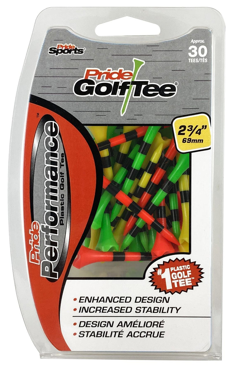 Pride Performance Plastic Golf Tee, 2-3/4-in, 30-pk, Fruit Mix/Stripes Assorted Colours E4