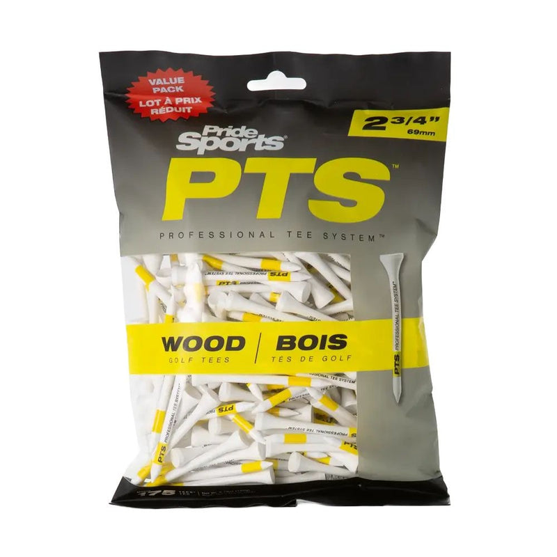 Pride Professional Tee System ProLength Wood Golf Tee, 2-3/4-in Yellow on White, 175-pk U9