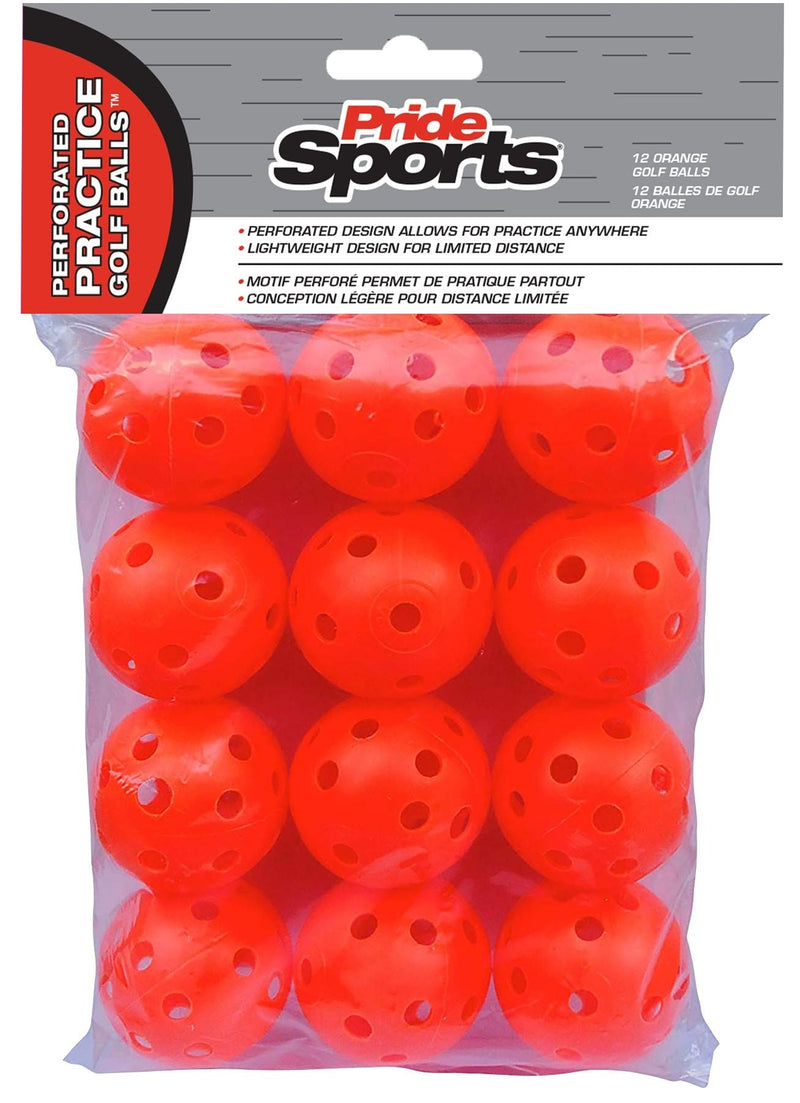 PrideSports Perforated Plastic Practice Golf Balls, Lightweight, 12-pk, Assorted Colours A8