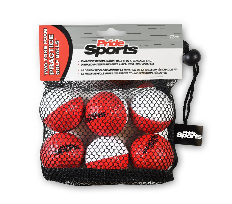 PrideSports Two Tone Practice Golf Balls, Red/White, 12-pk X0