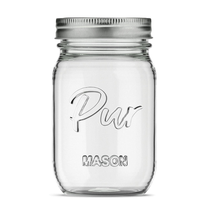 Pur Mason Regular Mouth Glass Jar with Lid & Band, 16-oz/473-mL, 12-pk M1