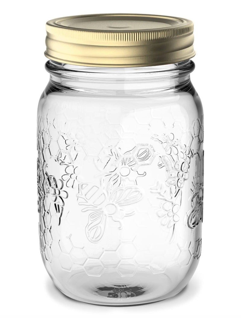 Pur Mason Regular Mouth Honey Bee Canning Jar, 16-oz, 4-pk U1