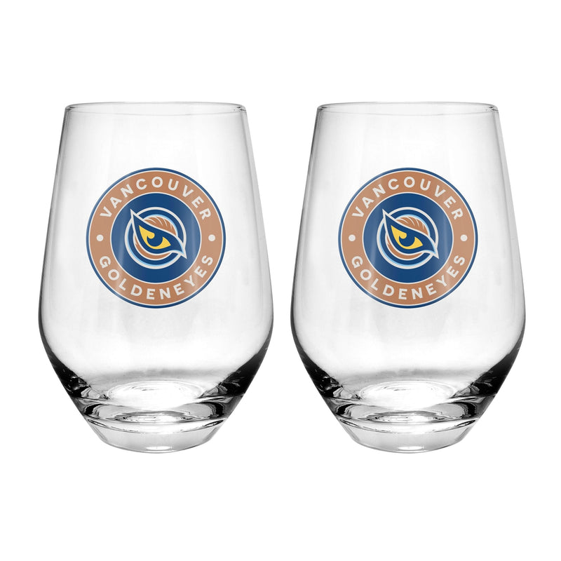PWHL Vancouver Goldeneyes Stemless Wine Glass, 19-oz, 2-pk P2