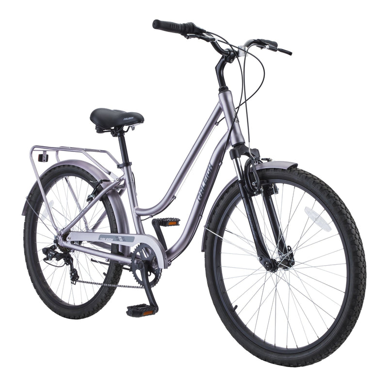 Raleigh Campus Comfort Bike, Alloy V-brakes, 26-in, Silver C8