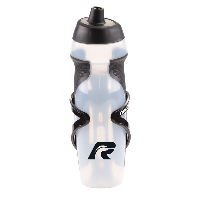 Raleigh Easy-Squeeze Bike Water Bottle withCage/Holder, Transculent, 20.2-oz Z0