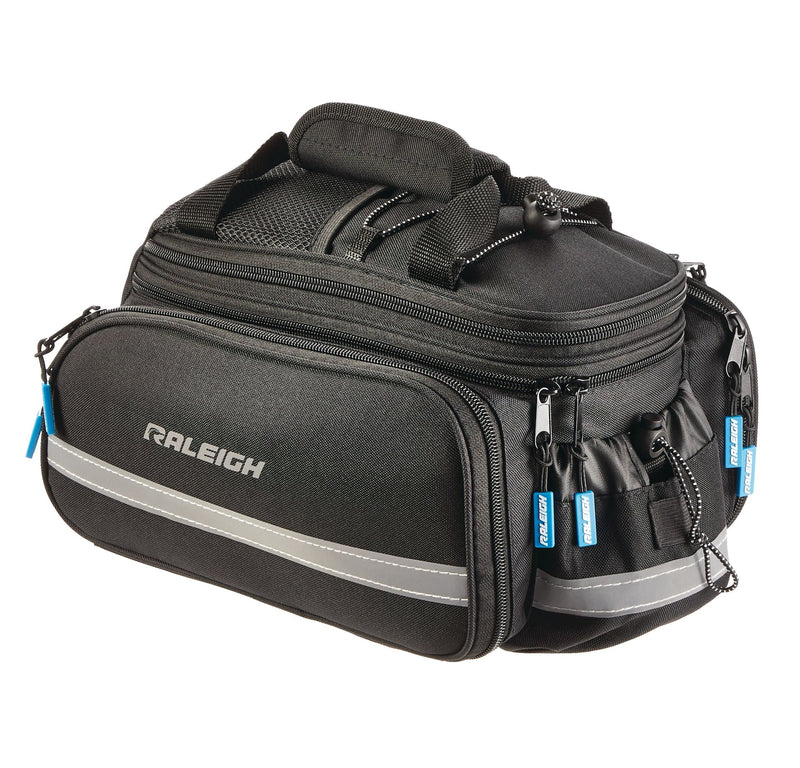 Raleigh Expandable Rack Top Bike Bag withRemovable Carry Strap & Reflective Strip, Black N0
