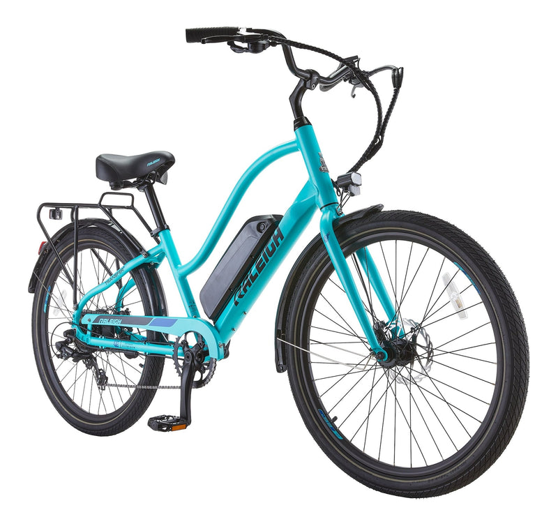 Raleigh Oceania Lightweight Electric Bicycle with Front & Rear Lights, 26-in Wheel, Blue R3