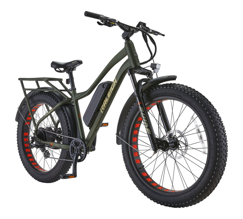 Raleigh Quanta All-Terrain Lightweight Electric Bicycle with Front & Rear Lights, 26-in Wheel, Green N6