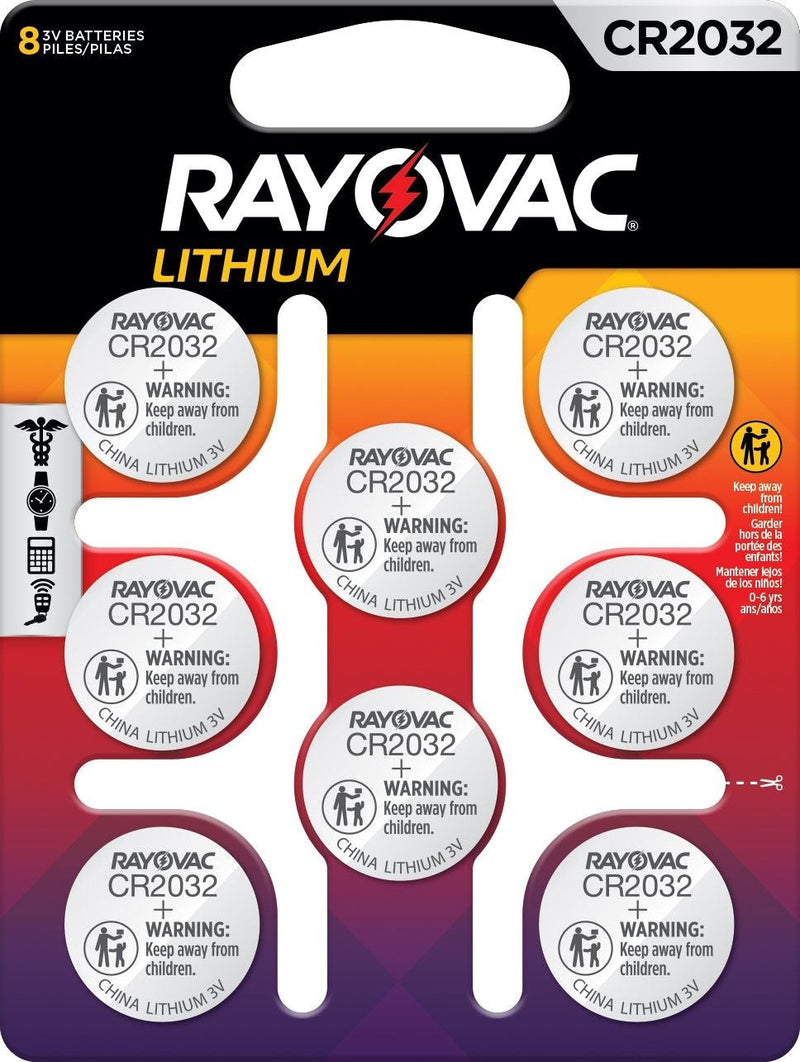 Rayovac CR2032 Lithium Coin Batteries, 8-ct C6