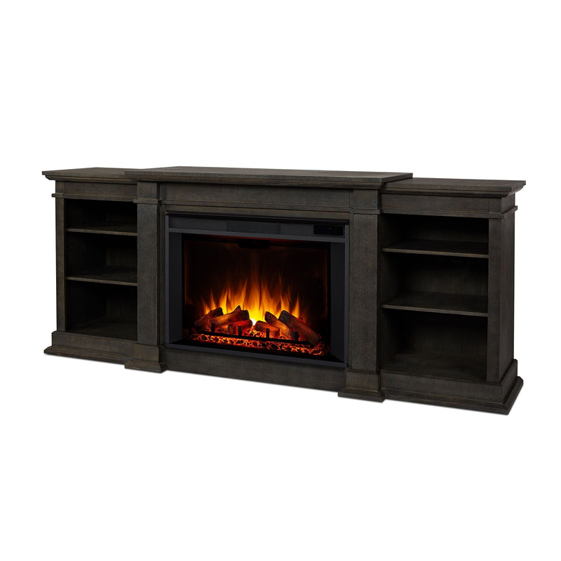 Real Flame Eliot Grand Entertainment VividFlame Electric Fireplace TV Stand, 1500W, Includes Remote Control & Firebox, Antique Grey O7