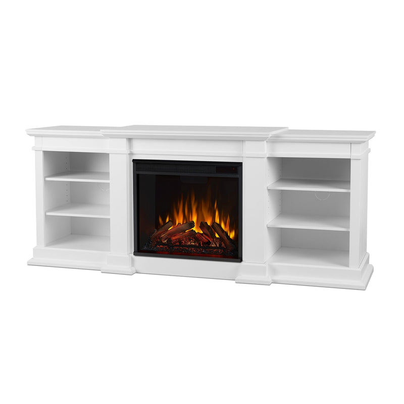 Real Flame Fresno Electric Media Indoor Electric Fireplace TV Stand, 72-in, 1500W, White P4