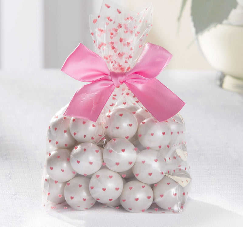 Rectangle Cello Treat Party Bags, Pink/Clear, Hearts, 10-in, 12-pk, for Gender Reveal/Baby Shower Q9