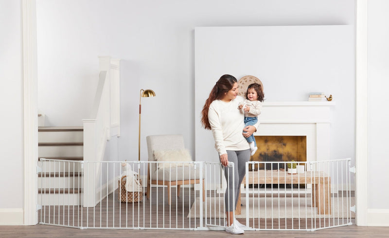Regalo 2-in-1 Super Wide Adjustable Baby Safety Gate & Play Yard, White C7