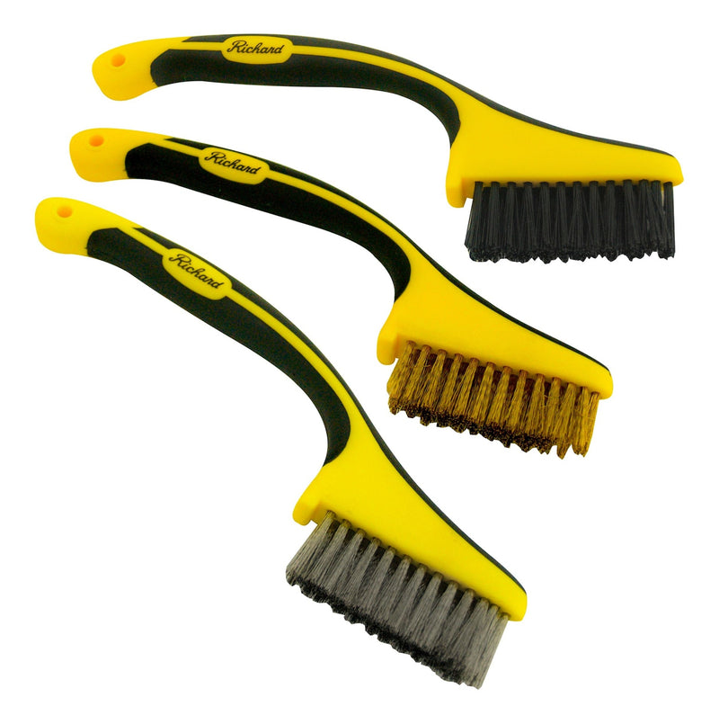 Richard Multi-Surface Mini Metal Wire Bristle Brush Set, Removes Paint/Dirt/Rust, 3-pc I6