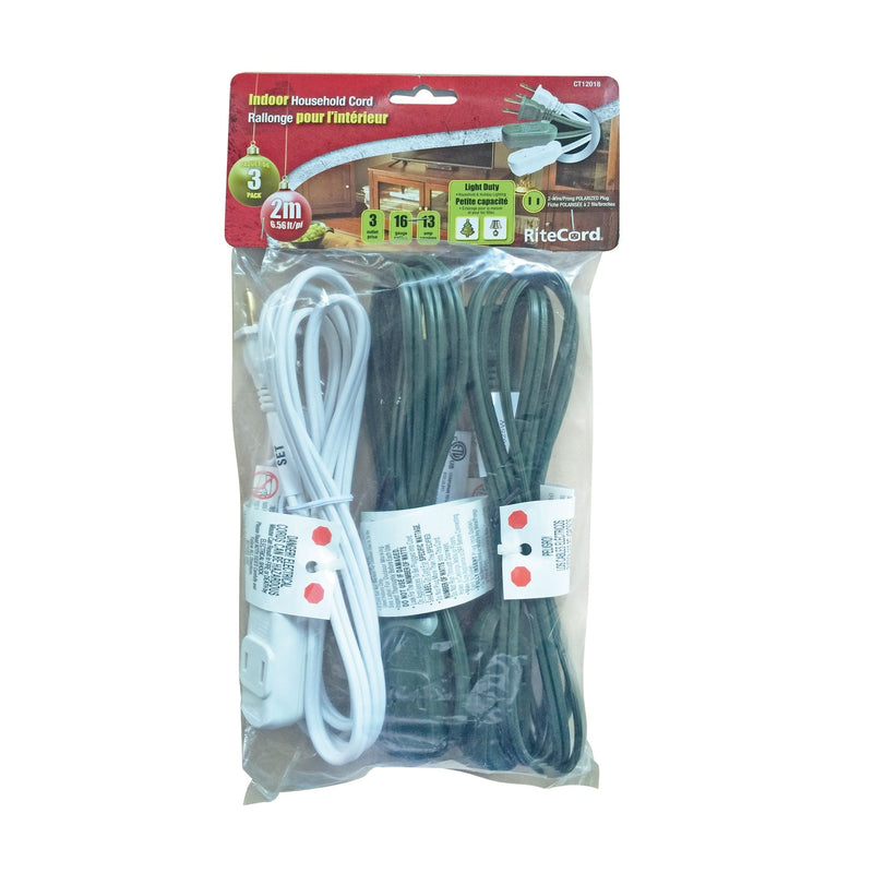 Ritecord 6-ft 7-in 16/2 Indoor Extension Cord, 3-pk Y4