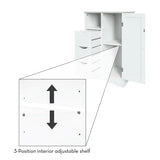RiverRidge Home Ashland Single Door Bathroom & Laundry Storage Cabinet with 3 Drawers, Open Cubby & Adjustable Shelf, White