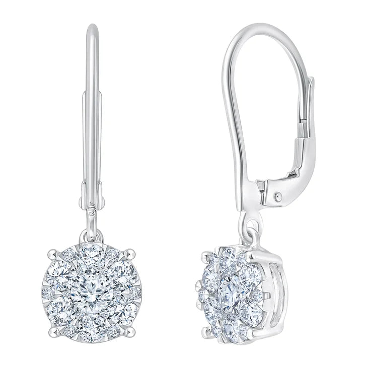 Round Brilliant Diamond Drop Earrings (1.00 ctw) K4