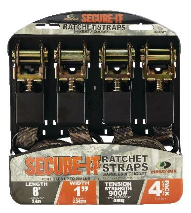 RPS Ratchet Tie-Down Straps, 1-in x 8-ft (2.54 cm x 2.4 m), 4-pk X5