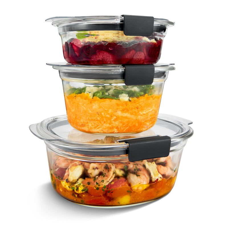 Rubbermaid Brilliance Stainshield Glass Round Food Storage Container Set, 6-pc G8