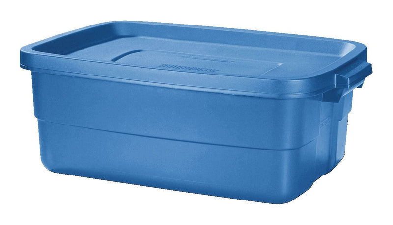 Rubbermaid Roughneck Stackable Storage Box with Lid, 38-L, Blue M5