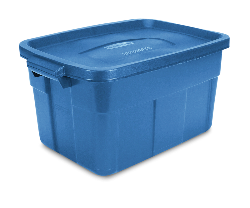 Rubbermaid Roughneck Stackable Storage Box with Lid, 53-L, Blue I8