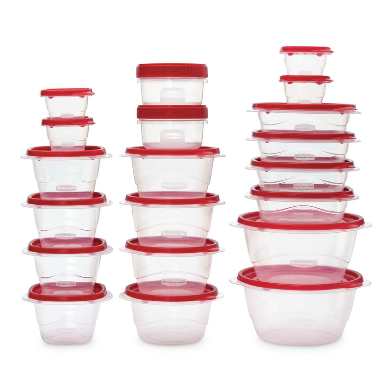 Rubbermaid TakeAlong Rectangle Plastic Food Storage Container Set with Quik Clik Seal Lid, 40-pc D7