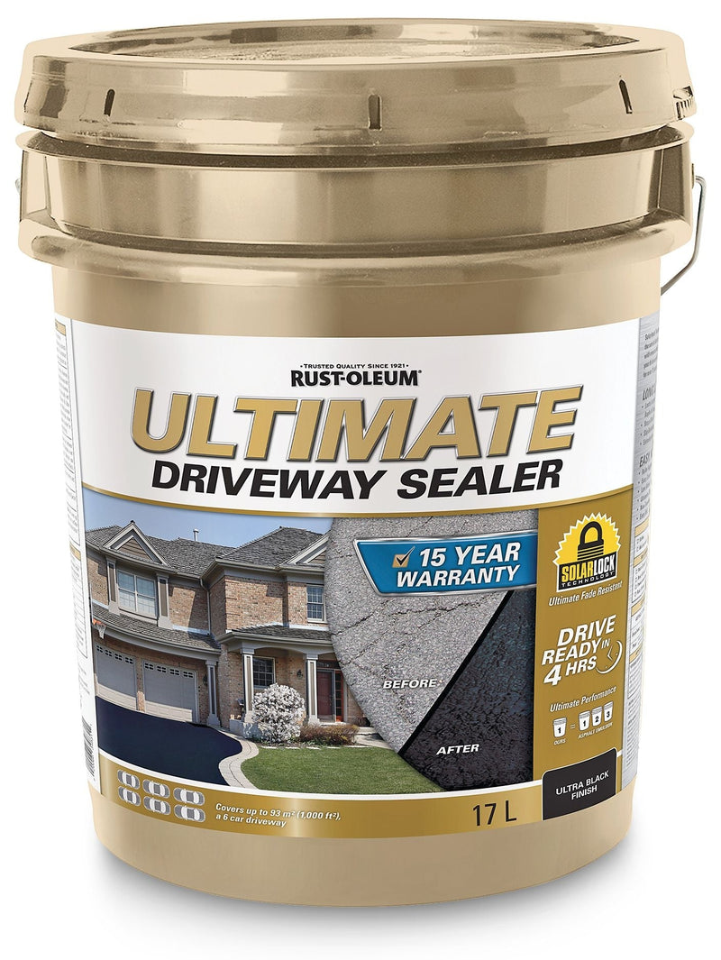 Rust-Oleum 15-Year Ultimate Asphalt Driveway Sealer, 1000 sq. ft Coverage, Ultra Black, 17-L T0