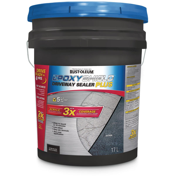 Rust-Oleum Epoxy Shield Asphalt Driveway Sealer Plus, 1000 sq. ft Coverage, Black, 17-L Q0