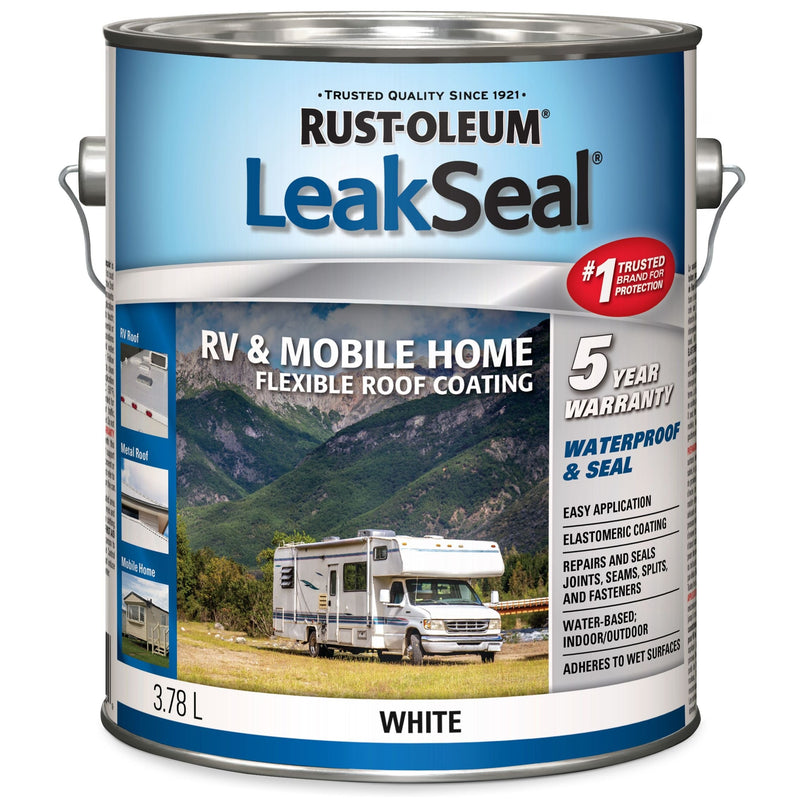 Rust-Oleum LeakSeal Waterproof Mobile Home & RV Roof Sealant / Coating, White, 3.78-L K0