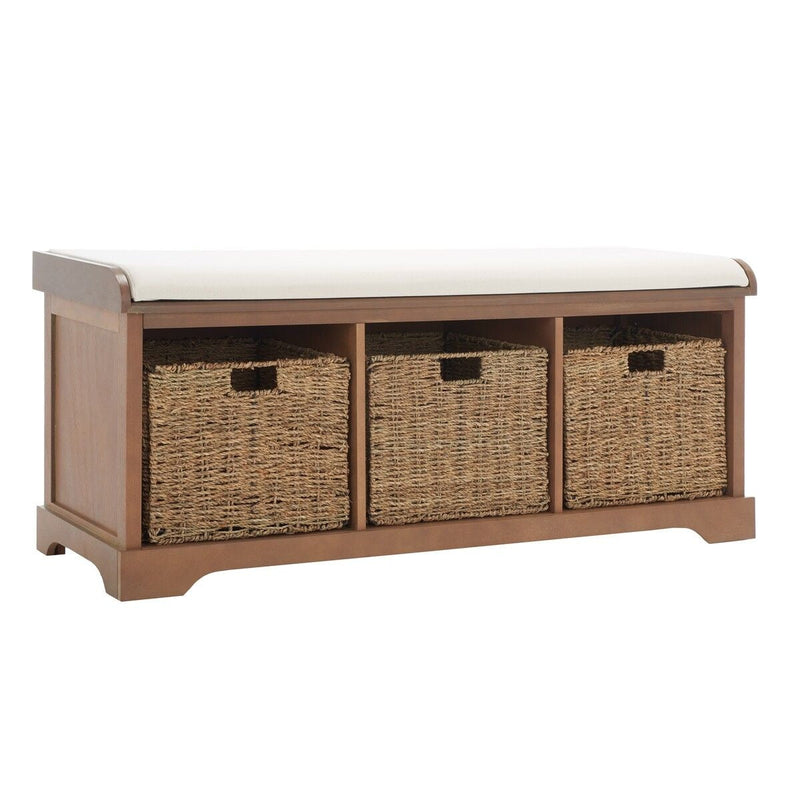 Safavieh Lonan Wicker Storage Bench, Grey Wash/White, 16.1-in x 47-in x 19.9-in E7