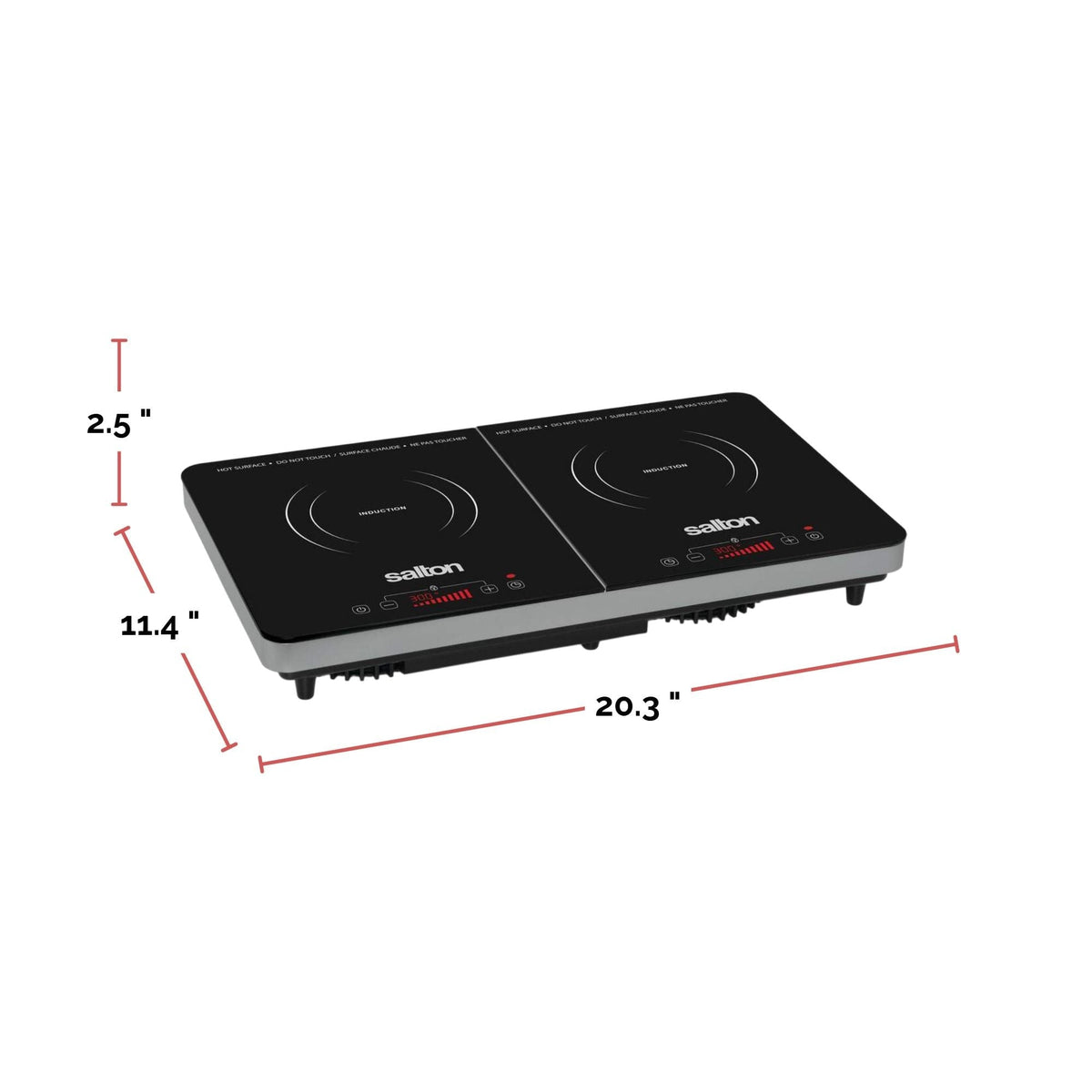 Salton Double Induction Cooktop, LED Display & Touch control with 10 Power Settings