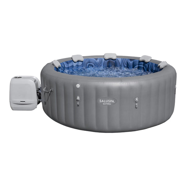 Salu Spa Santorini Grey 7-Person Luxe HydroJet Pro Round Smart Spa, 85-in x 31.5-in K6
