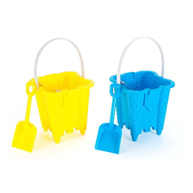 Sand Castle Bucket & Shovel Set, Blue/Green/Red/Yellow, Assorted, Ages 2+, for Beach/Pool Fun Activities X0