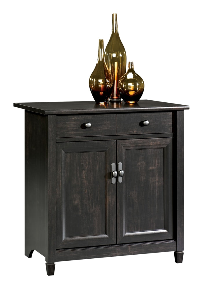 Sauder Edge Water 2-Door Storage Cabinet With Adjustable Shelf, Estate Black Finish Y4