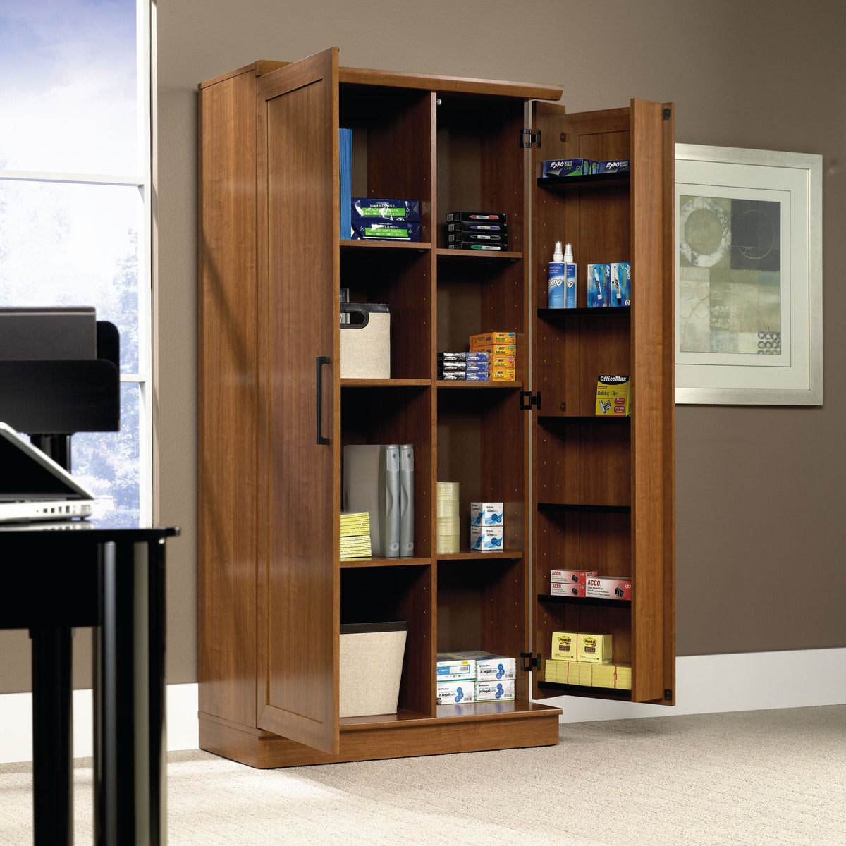 Sauder Homeplus 2-Door Storage Cabinet/Pantry with Adjustable Shelves, Sienna Oak Finish