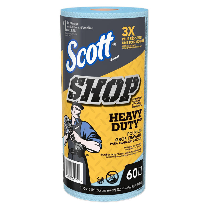 Scott Heavy-Duty Shop Paper Towels, 11 x 10.4-in, Blue, 60-pk V0