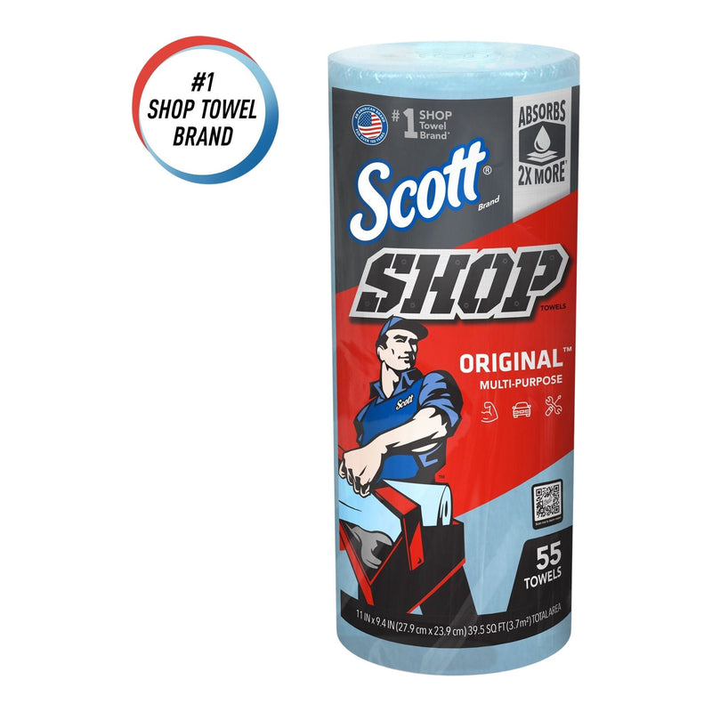 Scott Multi-Purpose Shop Paper Towels, 11" x 9.4", Blue, 55-pk T0