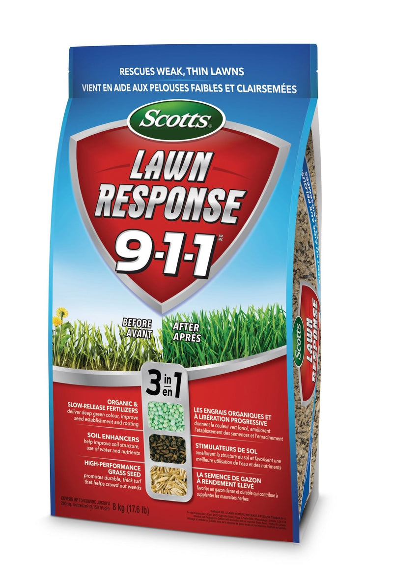 Scotts Lawn Response 3-in-1 Grass Seed & Fertilizer Mix, 9-1-1, 8-kg N6