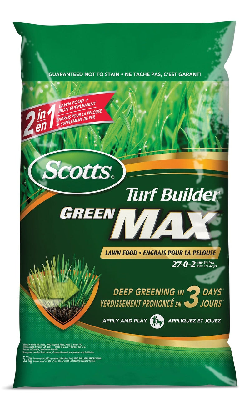 Scotts Turf Builder Green MAX Lawn Fertilizer, 27-0-2, 350-m2 B3