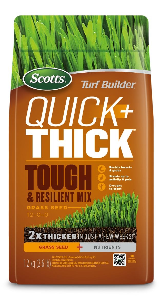 Scotts Turf Builder Quick + Thick Grass Seed Tough & Resilient Mix, 12-0-0, 1.2-kg I6