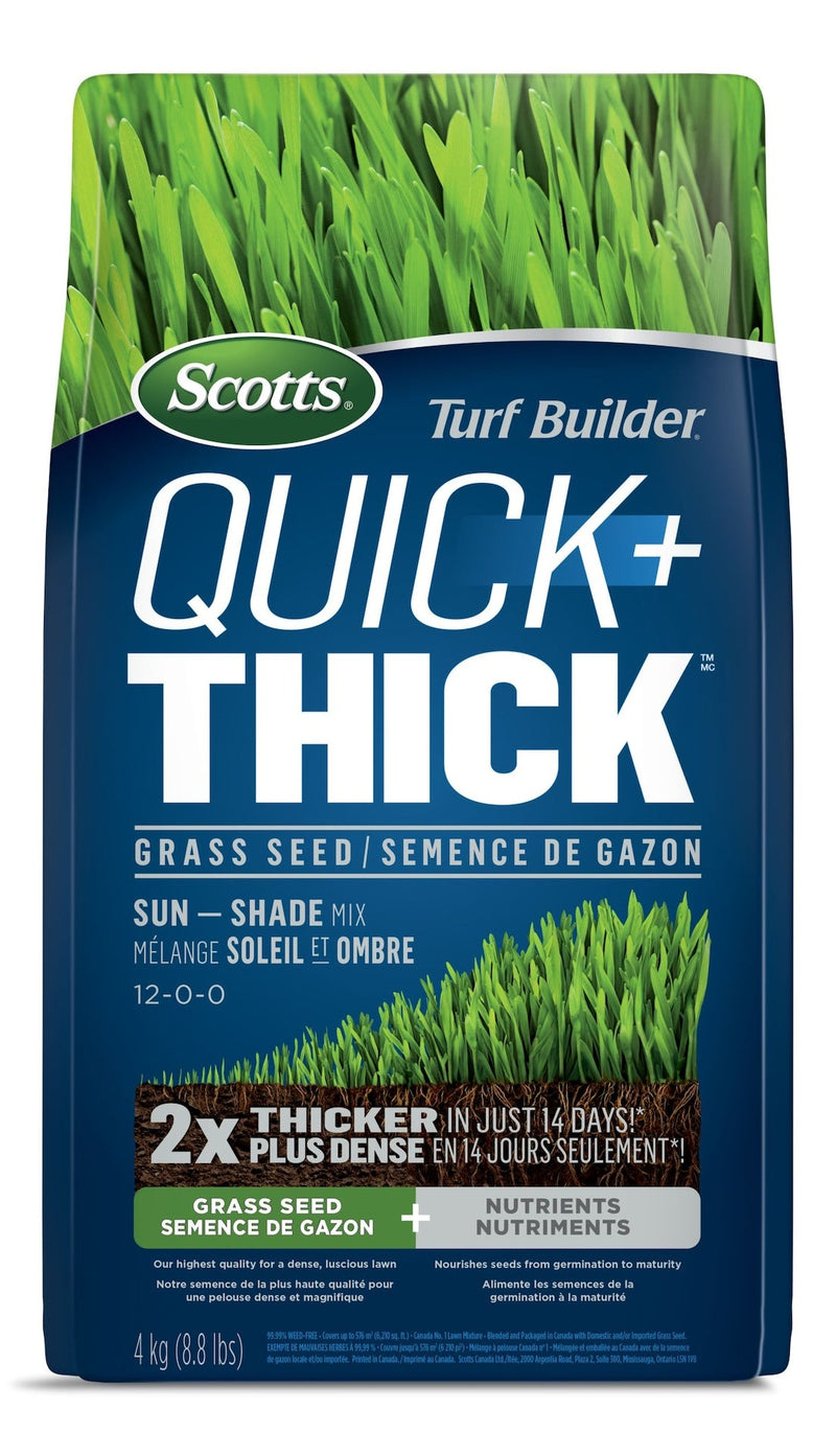Scotts Turf Builder Quick + Thick Sun—Shade Grass Seed & Fertilizer Mix, 4-kg X7