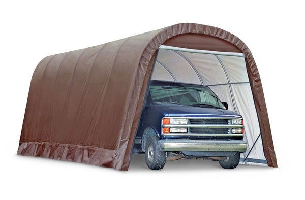 ShelterLogic Heavy Duty Waterproof Round Style Auto Shelter with UV Protection, 12x24x10-ft B0